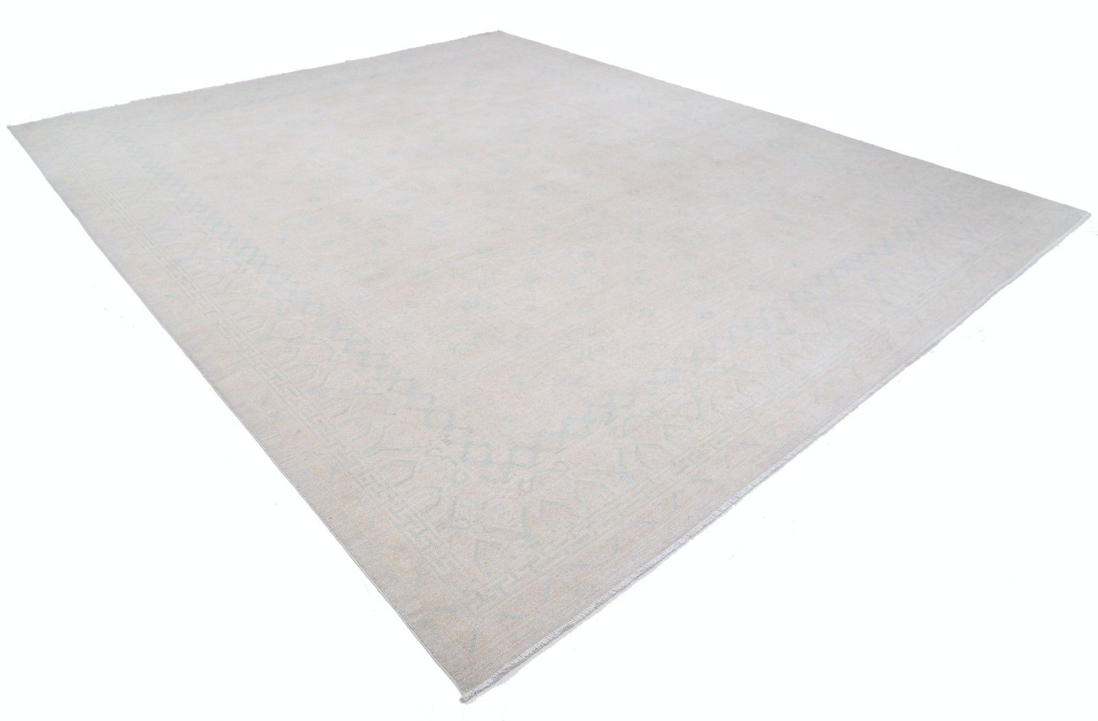 11,6x14 ft Traditioneel Handgemaakt Blauw en Beige Oversized Vloerkleed. Woonkamertapijt photo furniture