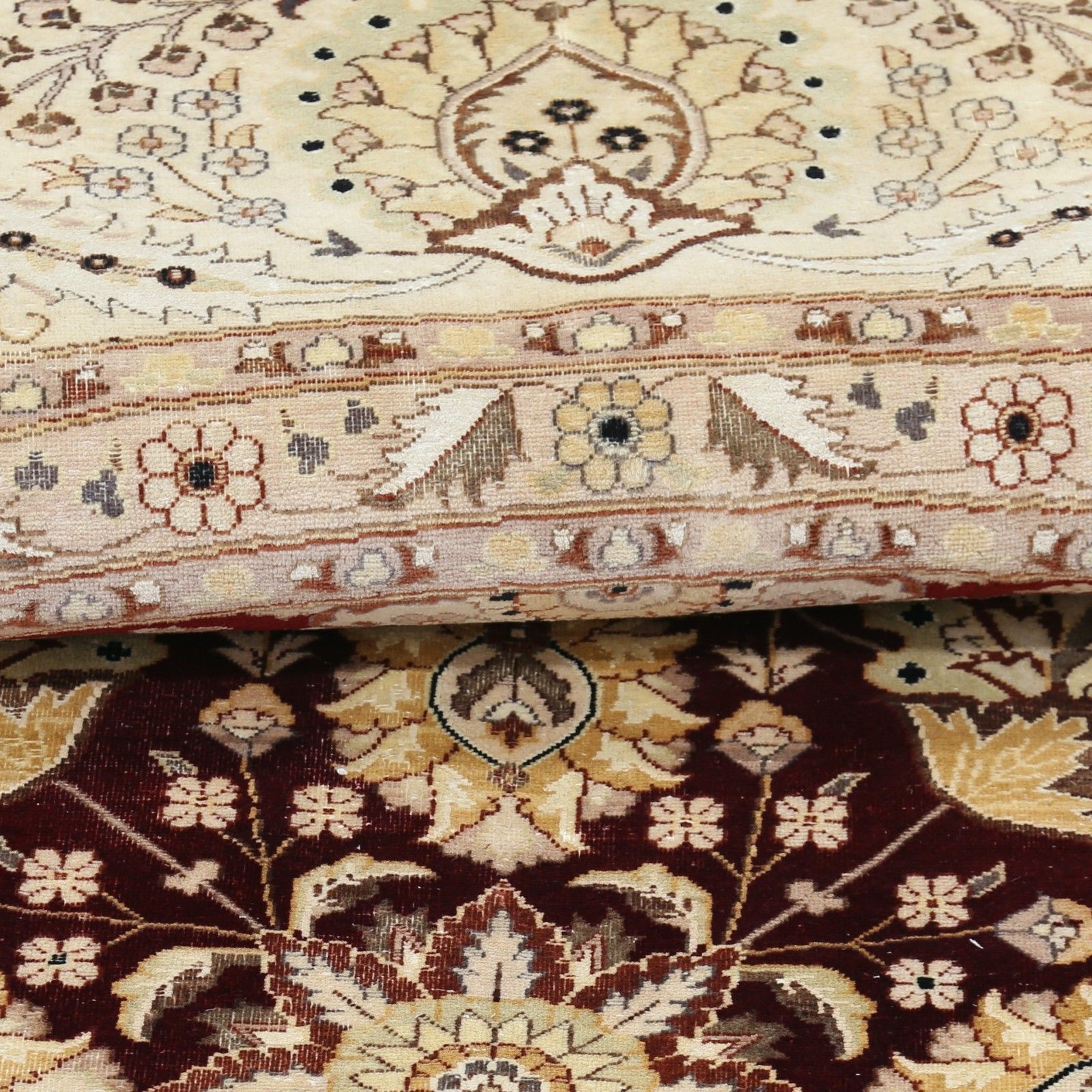 Tapis rond tribal en laine noué à la main, 12 x 12 ft. Tapis floral circulaire rouge photo buy