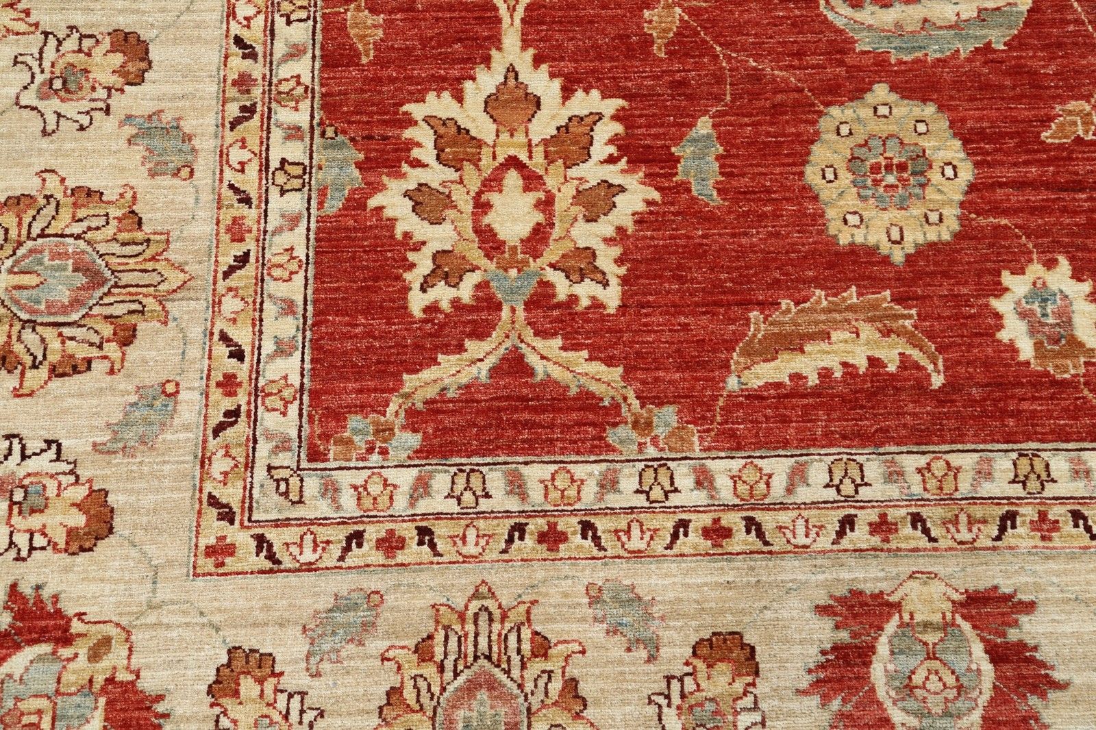 9x12.2 Ft Hand Knotted Floral Area Rug In Beige And Red. Traditional Wool Carpet photo vinterior