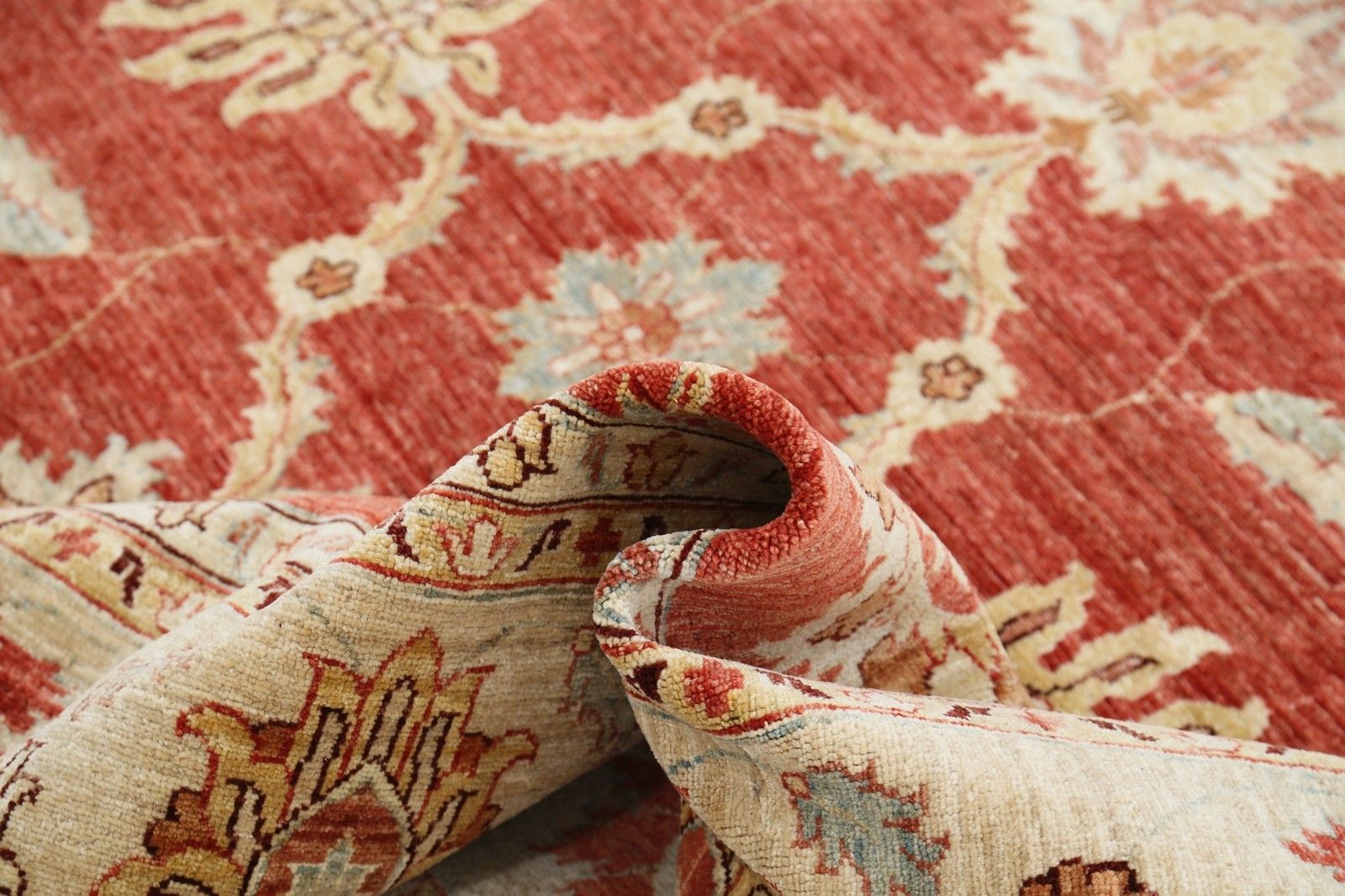 9x12.2 Ft Hand Knotted Floral Area Rug In Beige And Red. Traditional Wool Carpet photo buy