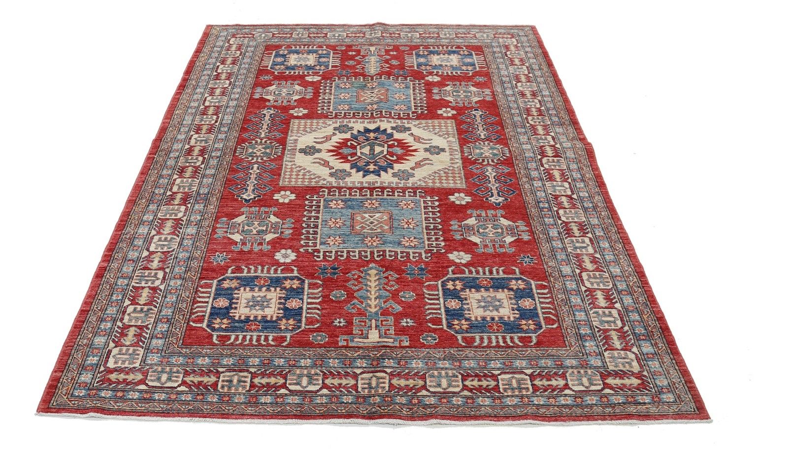 5.7x8 Ft Hand Knotted Tribal Area Rug For Living Room Decor. 100% Wool photo Textiles