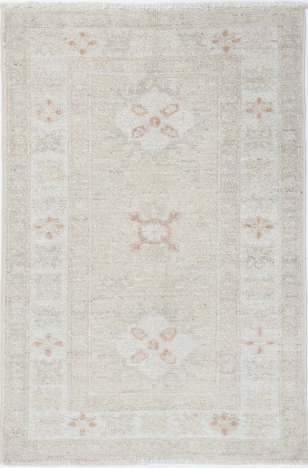 Tapis de couloir en laine beige, 0,80 x 2 m, noué à la main, pour couloir et cuisine