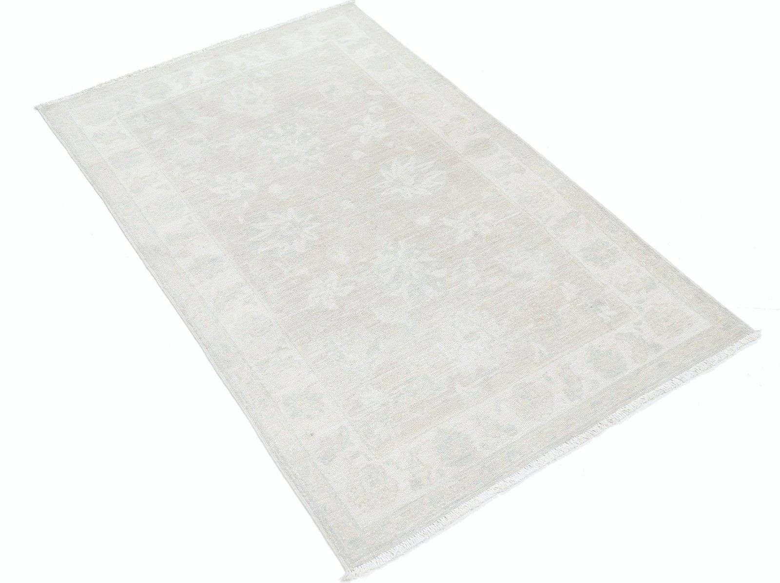 Tapis d'appoint turc traditionnel fait main en laine, tons beige doux, 0,9 x 1,5 m photo furniture