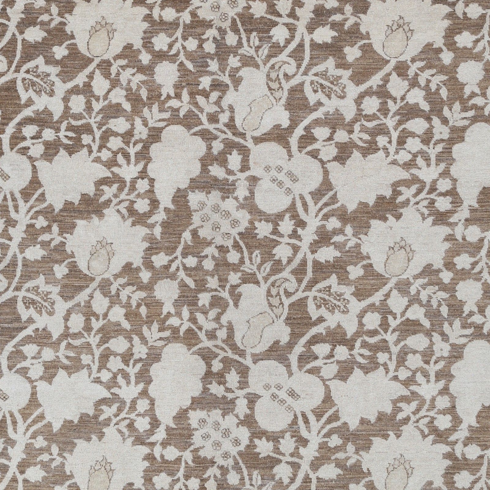5,5x7,5 ft Handgeknoopt Vloerkleed in Bruin en Ivoor met Allover Bloemenrankenpatroon photo buy