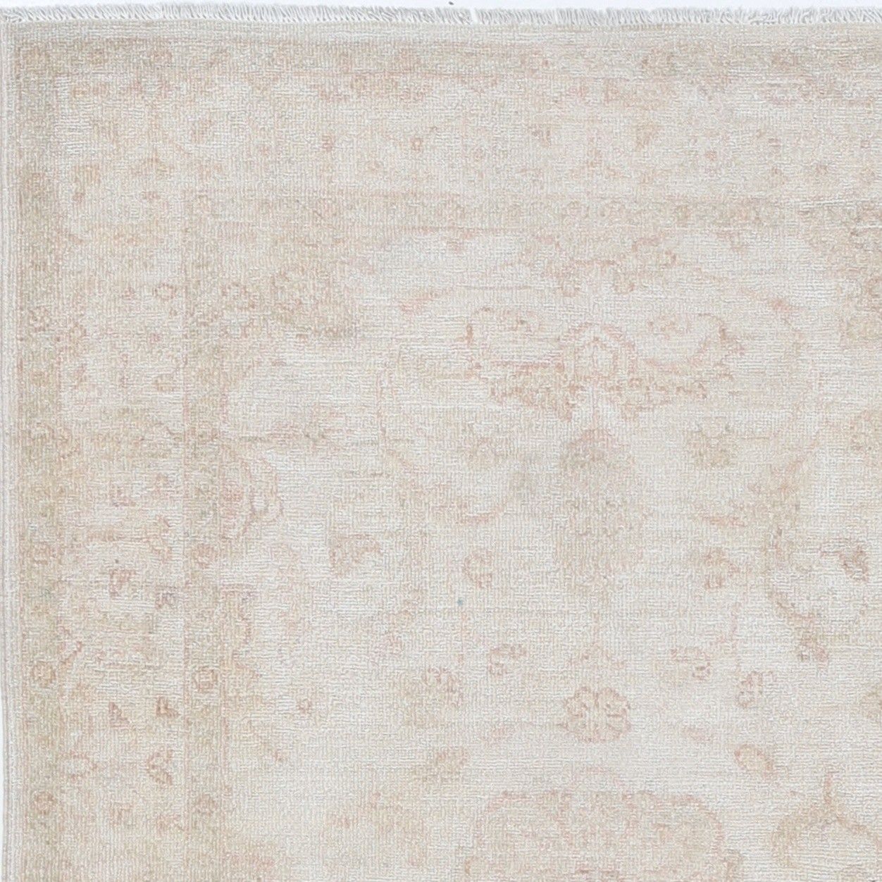 3.2x5 Ft Hand Knotted Ivory, Blush Wool Area Rug. Medallion Design Accent Rug photo vinterior