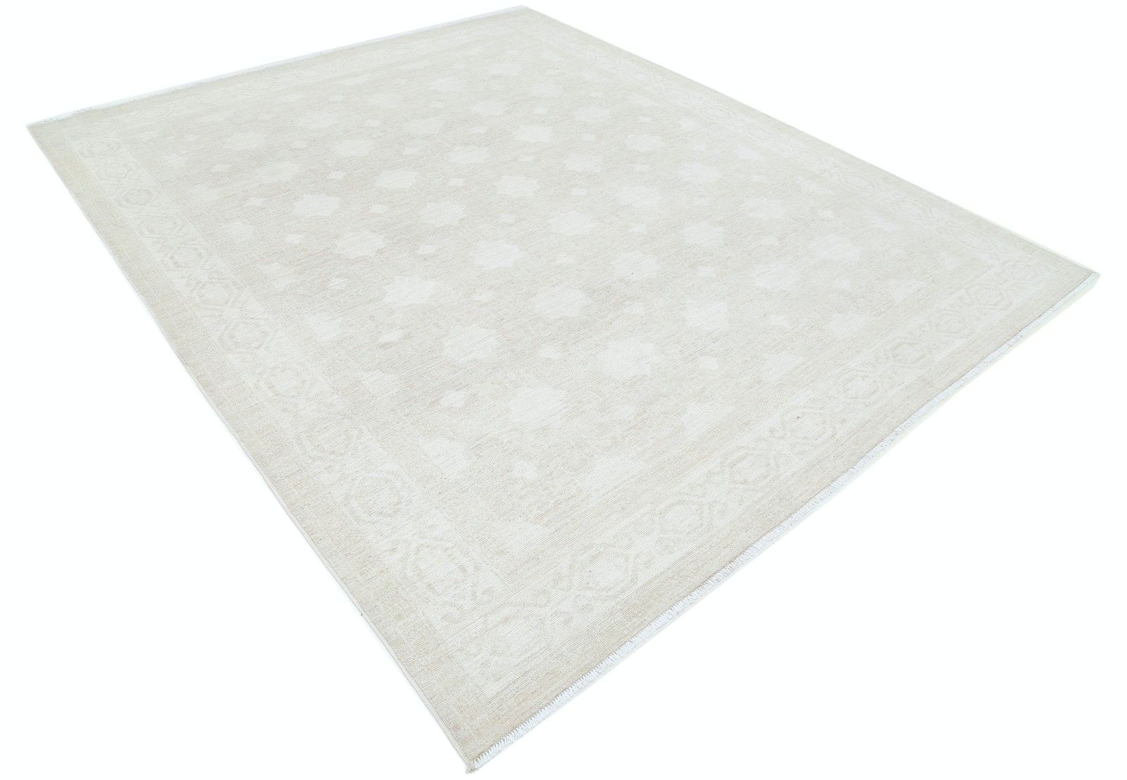 Tapis de salon noué à la main, grand format 8 x 9,6 ft. Tapis en laine beige photo furniture