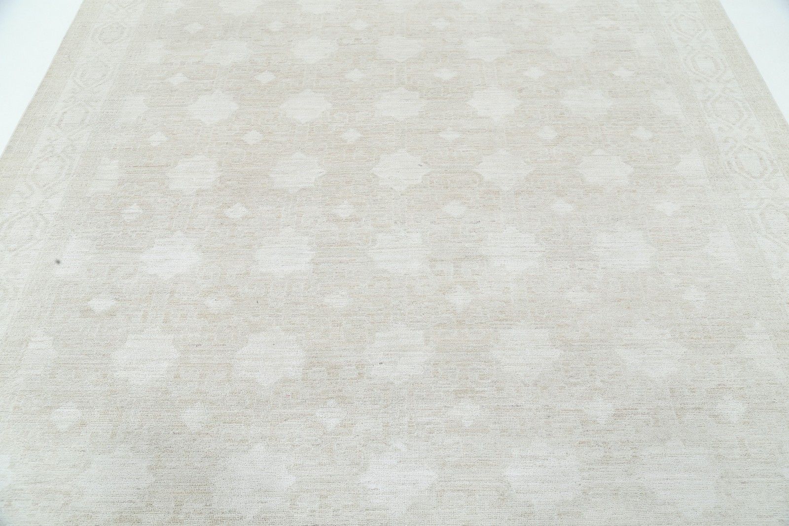 8x9.6 Ft Hand Knotted Large Area Rug For Living Room Decor. Beige Wool Carpet photo 3908.0