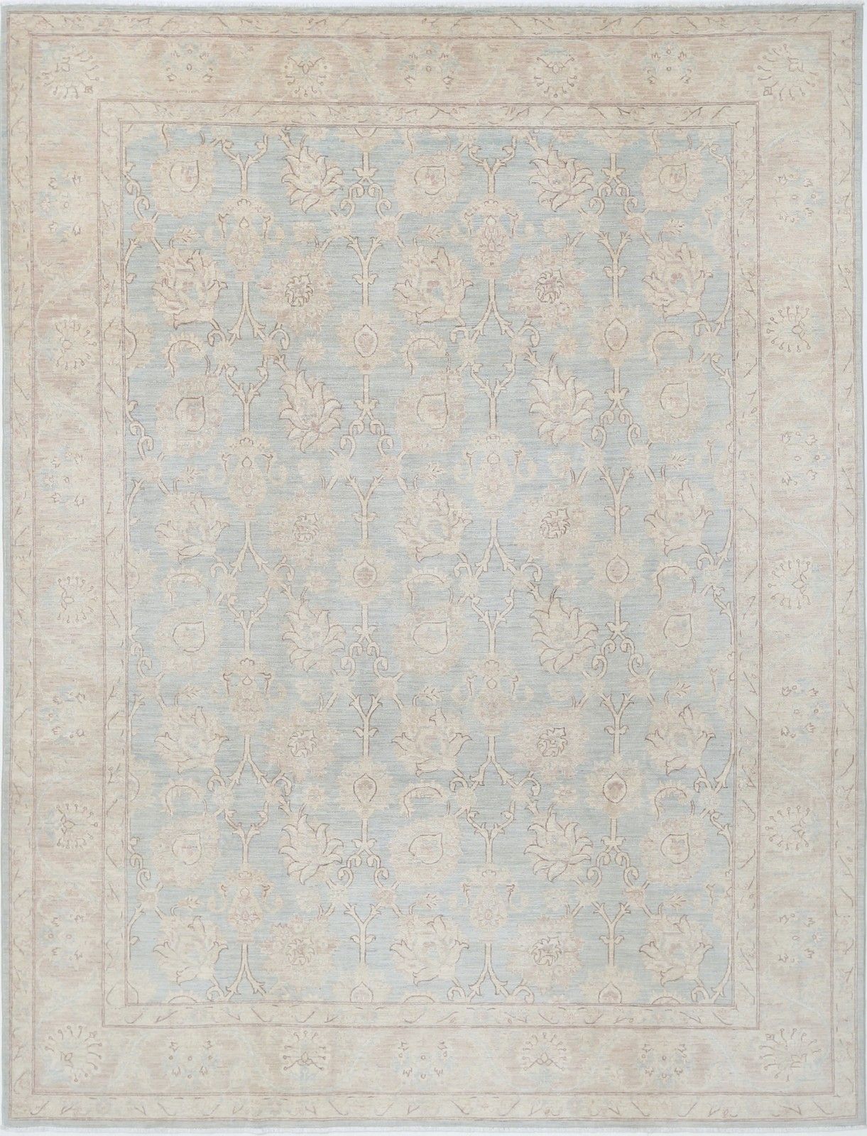 Tapis de sol noué à la main, 244 x 328 cm. 100 % laine. Tapis traditionnel à motifs floraux