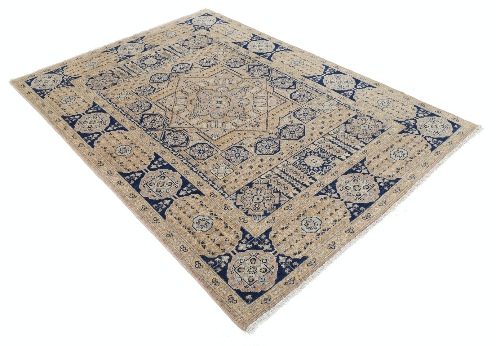 Tapis de laine turc à motifs géométriques, noué à la main, 166 x 232 cm photo furniture