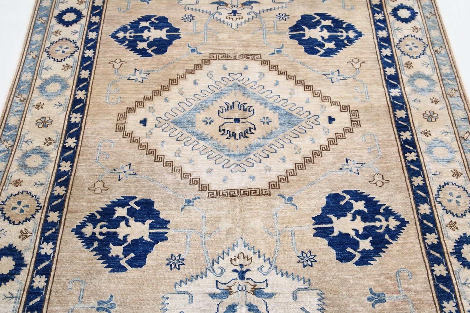 4.7x6.6 Ft 100% Natural Wool Hand Knotted Turkish Area Rug For Living Room photo 1494.0