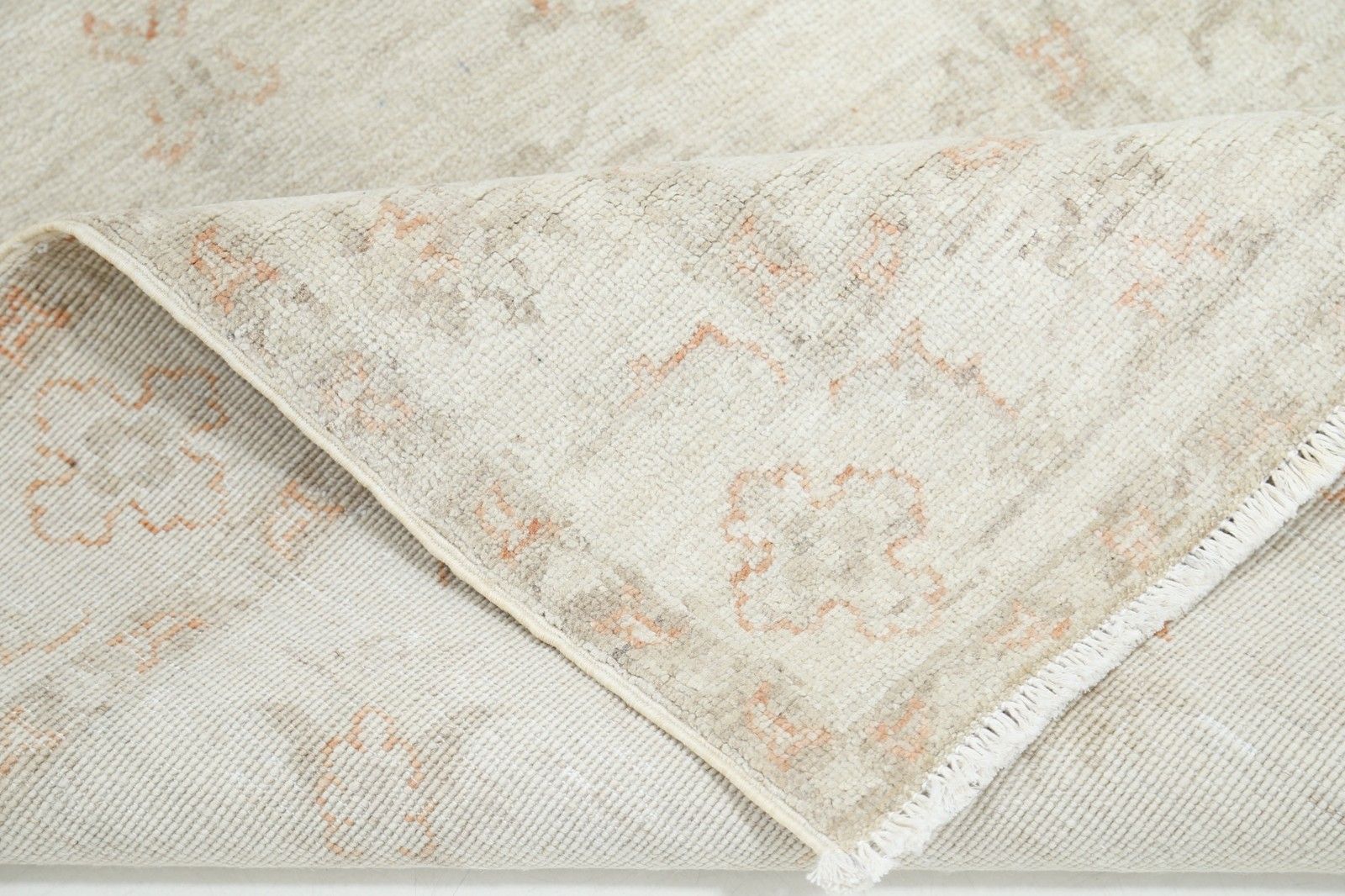 Tapis Oushak noué à la main, 74 x 120 cm. Tapis d'appoint beige à motif floral. 100 % laine photo 558.0