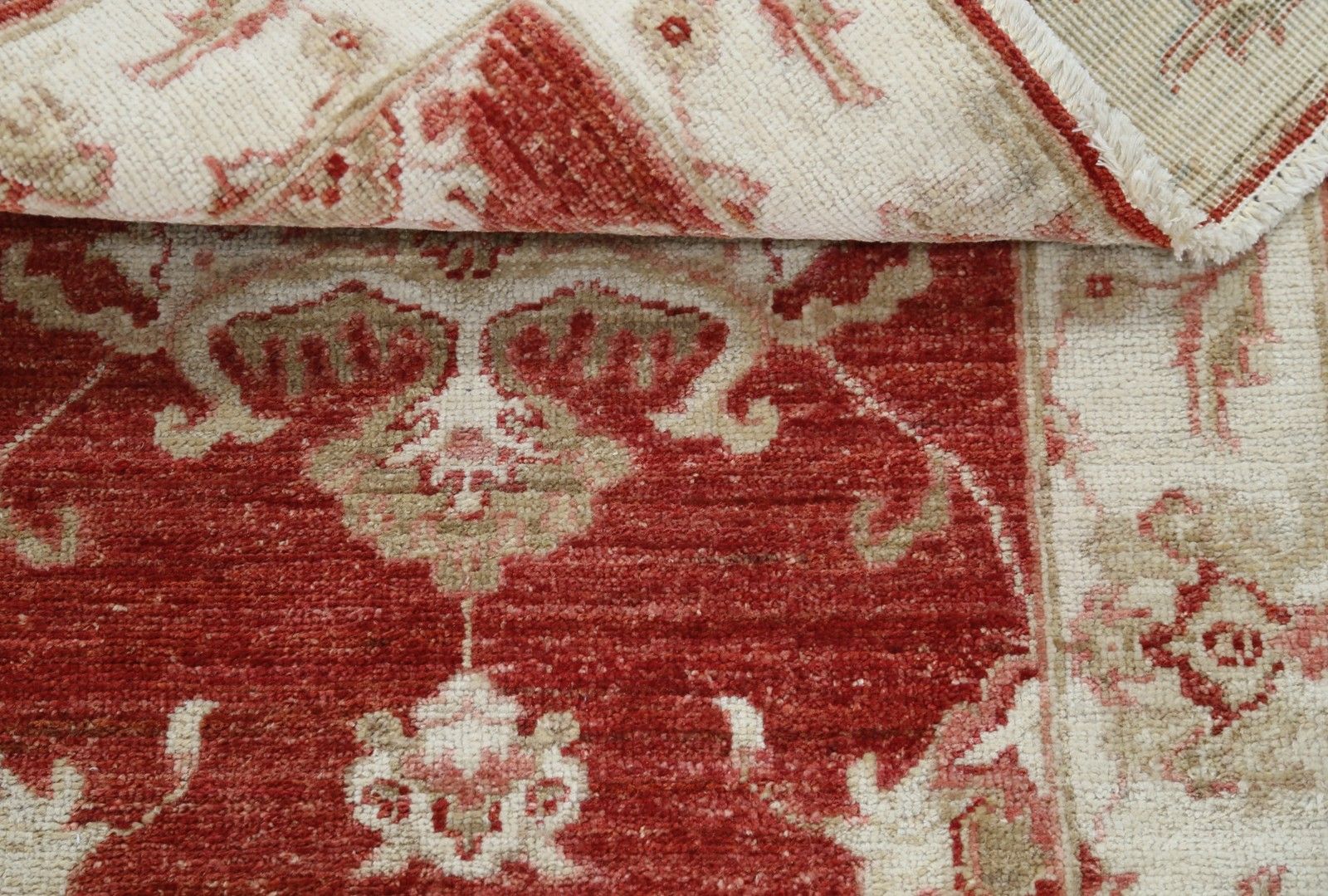 2x3 Ft Handgeknoopt Rood, Beige Wollen Vloerkleed. Traditioneel Bloemmotief Accent Vloerkleed photo vinterior