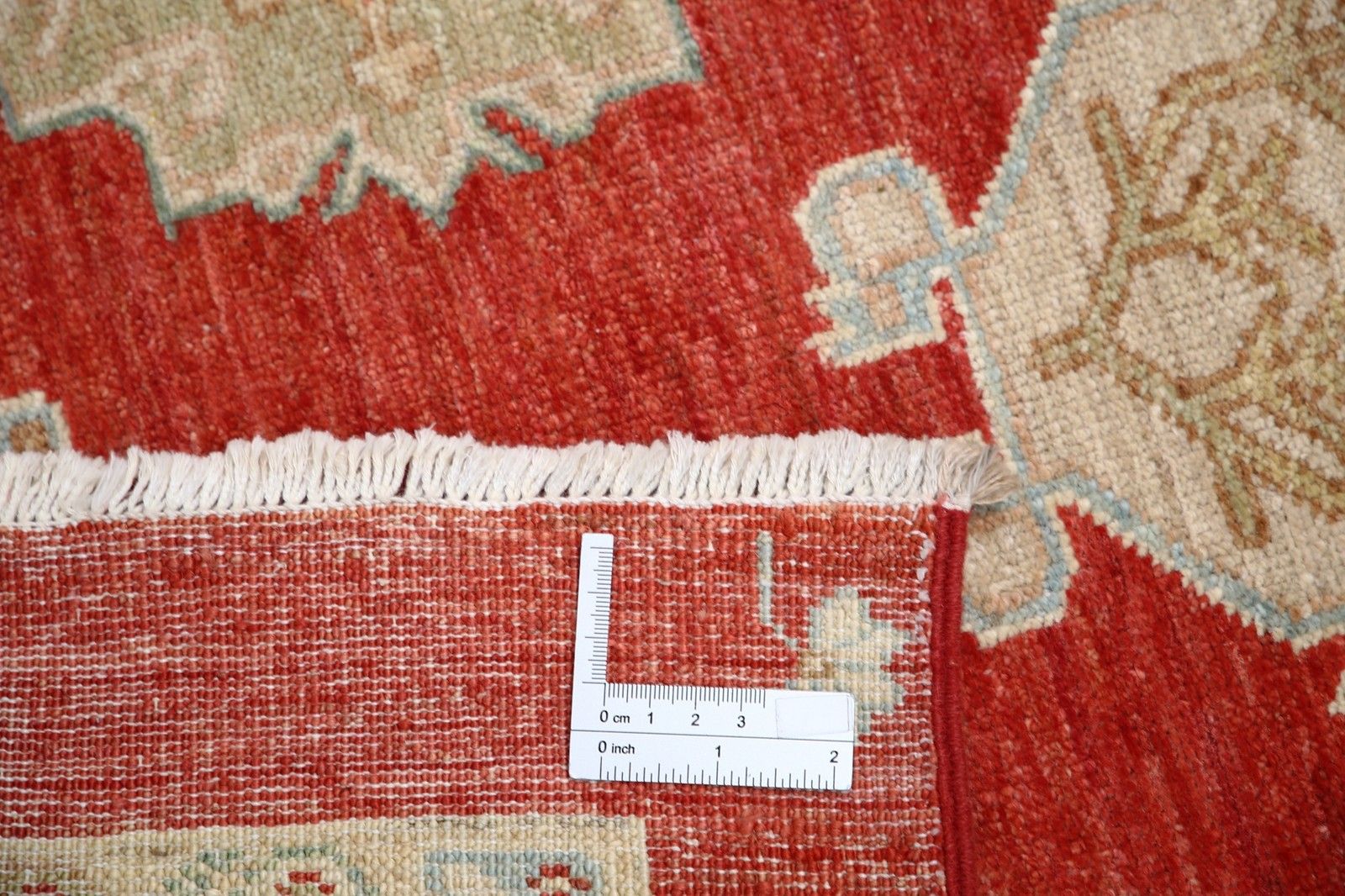 Tapis de couloir fait main 0,82 x 2,37 m. Tapis de hall. Tapis de cuisine beige et rouge photo for sale