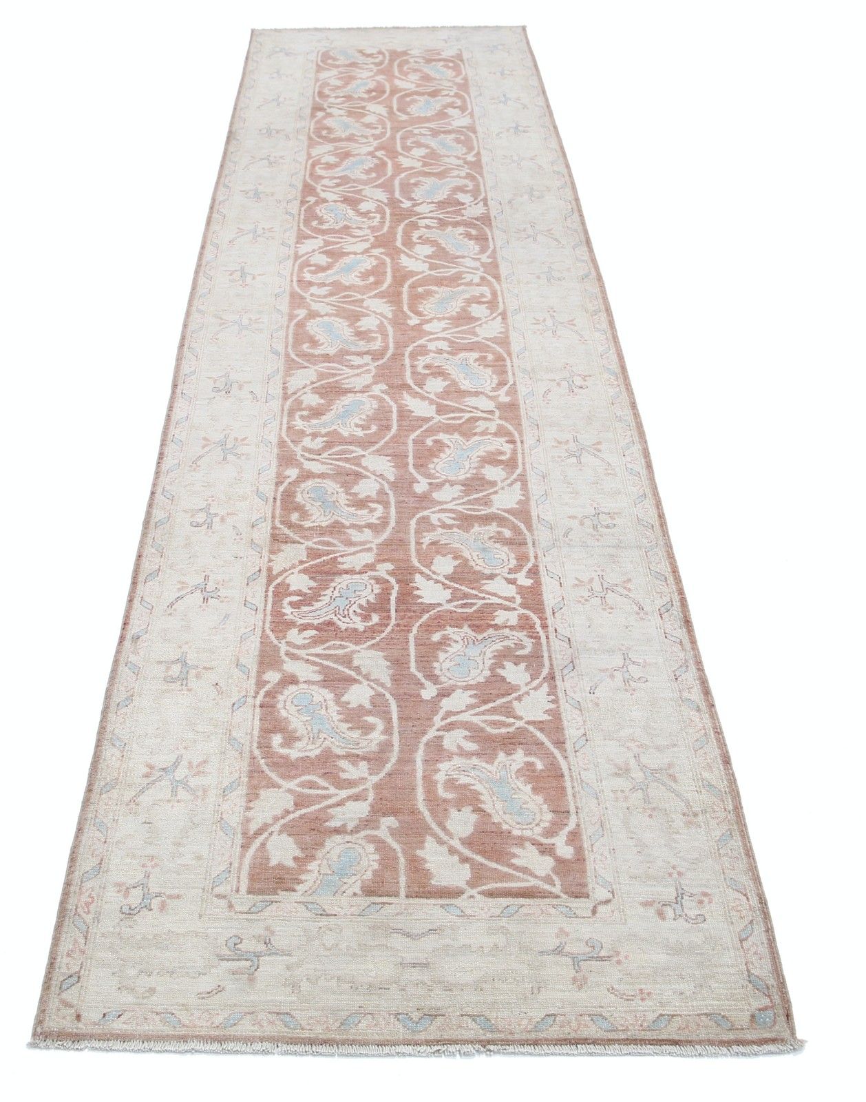 3x12 Ft Handgemaakt Rood, Beige Loper. Bloemen Gangkleed Voor Hal, Keuken photo Textiel