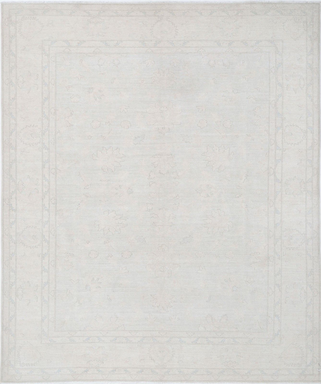 8x9.6 Ft Hand Knotted Beige Large Area Rug For Living Room. 100% Wool Carpet