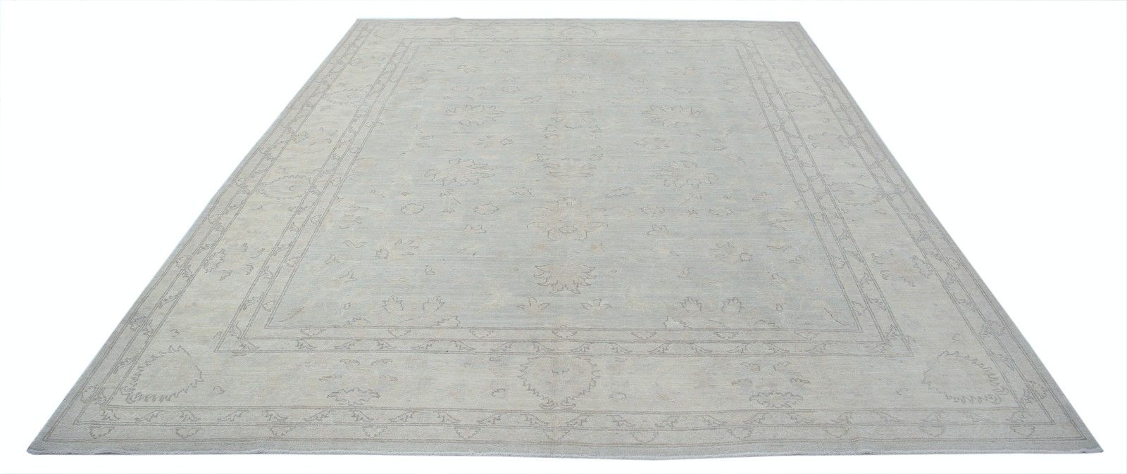 Grand tapis noué à la main 244 x 290 cm, beige, pour salon - 100 % laine photo Textiles