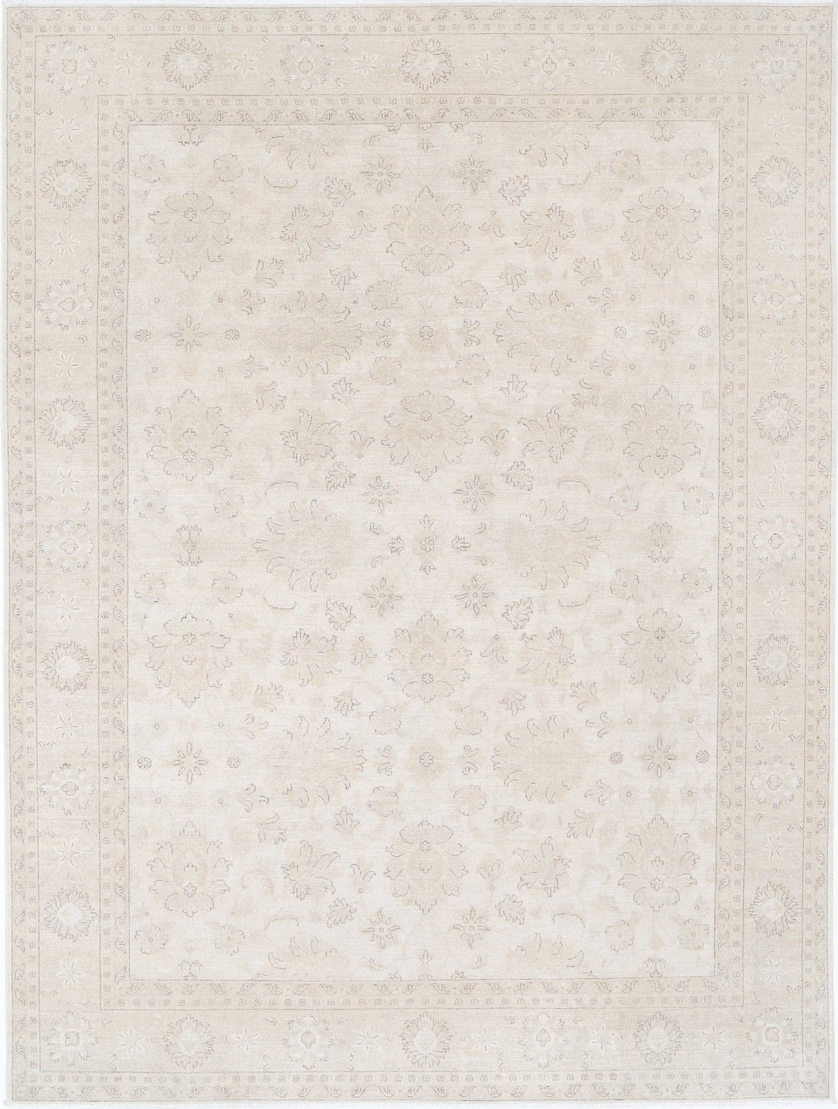 9x12 Ft Handknotted Traditional Beige Large Area Rug. 100% Wool Carpet