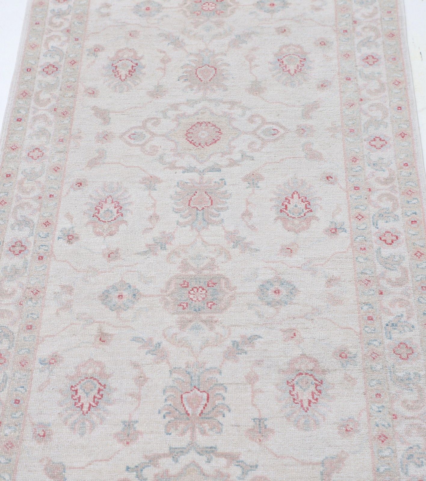 2.6x10 Ft Handknotted Runner Rug For Hallway. Beige Runner Rug For Corridor photo for sale