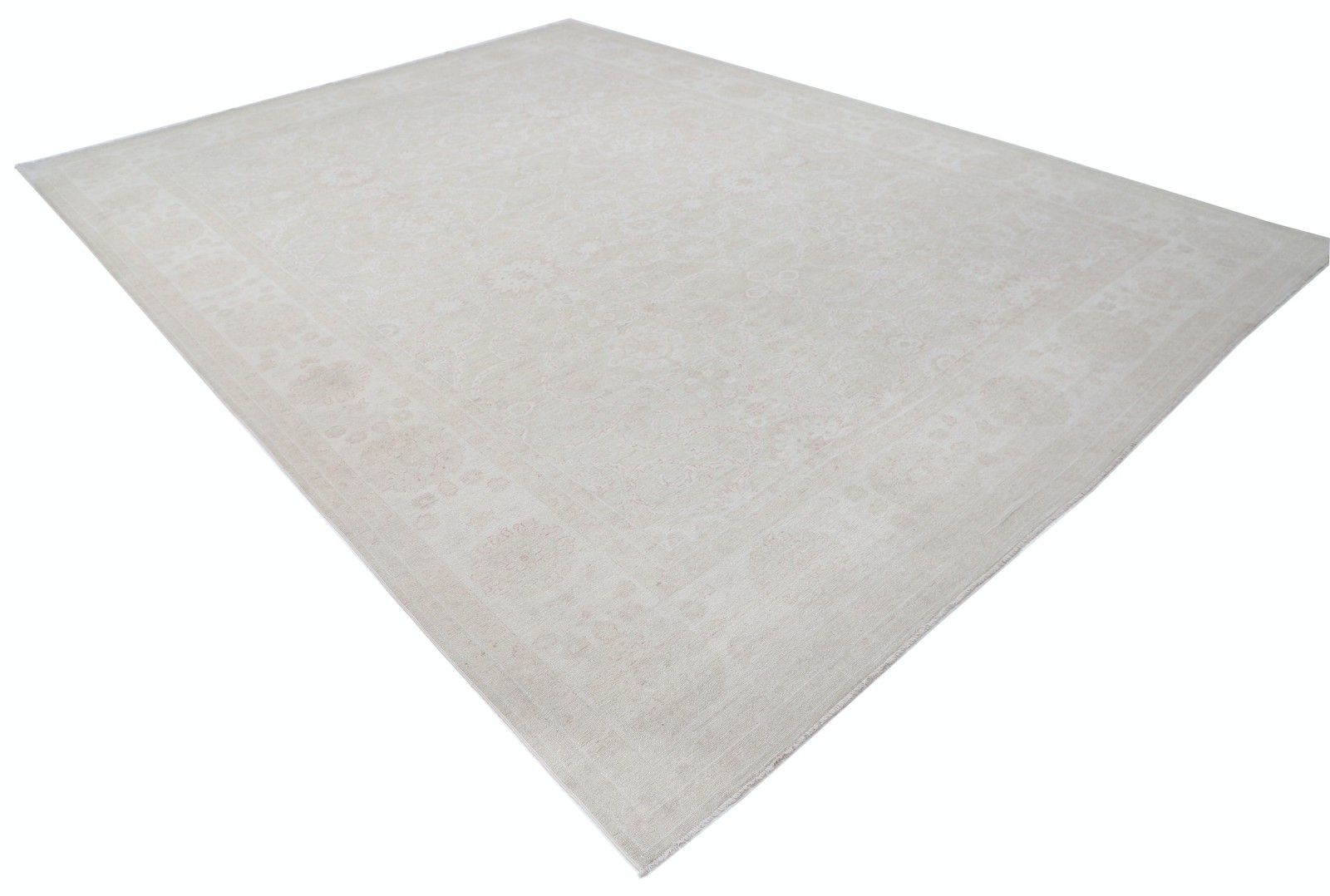 Tapis traditionnel noué à la main en laine beige, 10 x 13,2 pi, pour grand salon photo furniture
