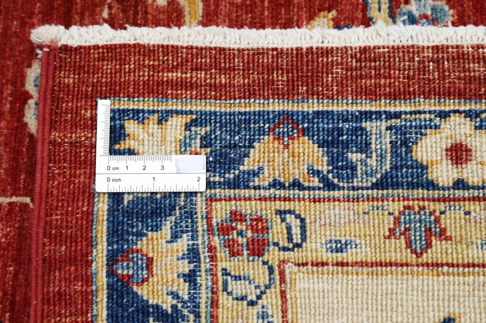 9x11.7 Ft Hand Knotted Floral Large Area Rug With Red Field And Beige Border. photo buy