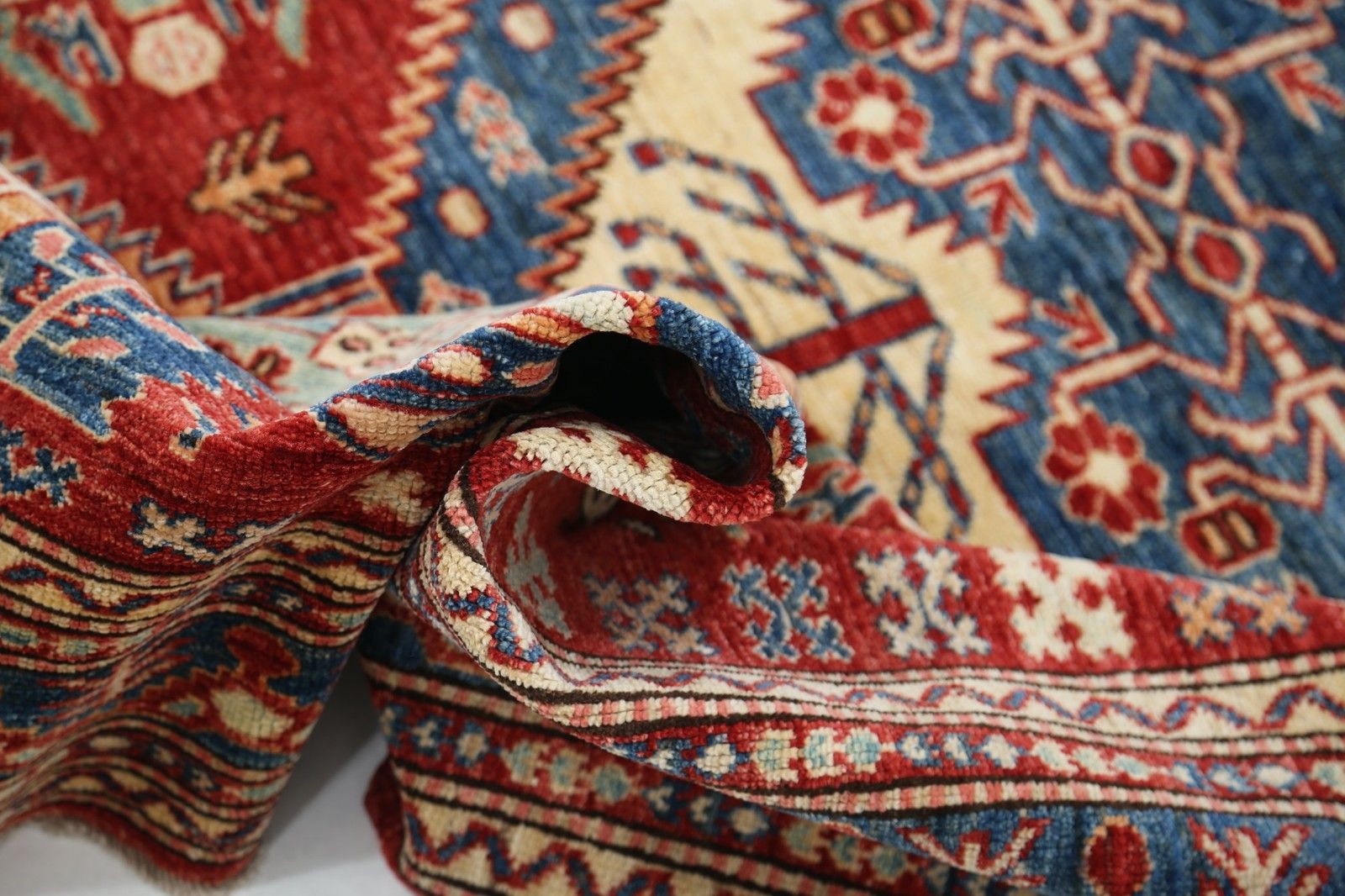 5.6x7.2 Ft Hand Knotted Tribal Style Red Area Rug For Home Decor. 100% Wool photo vinterior