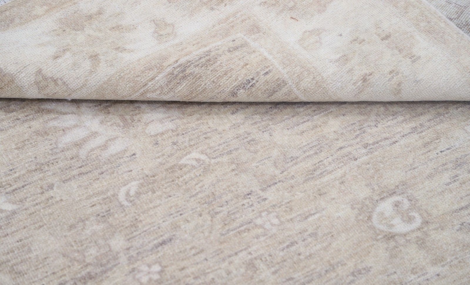 4,8 x 6,4 ft Handgeknoopt Beige Turks Vloerkleed voor de Woonkamer. 100% Wollen Vloerkleed photo 1494.0