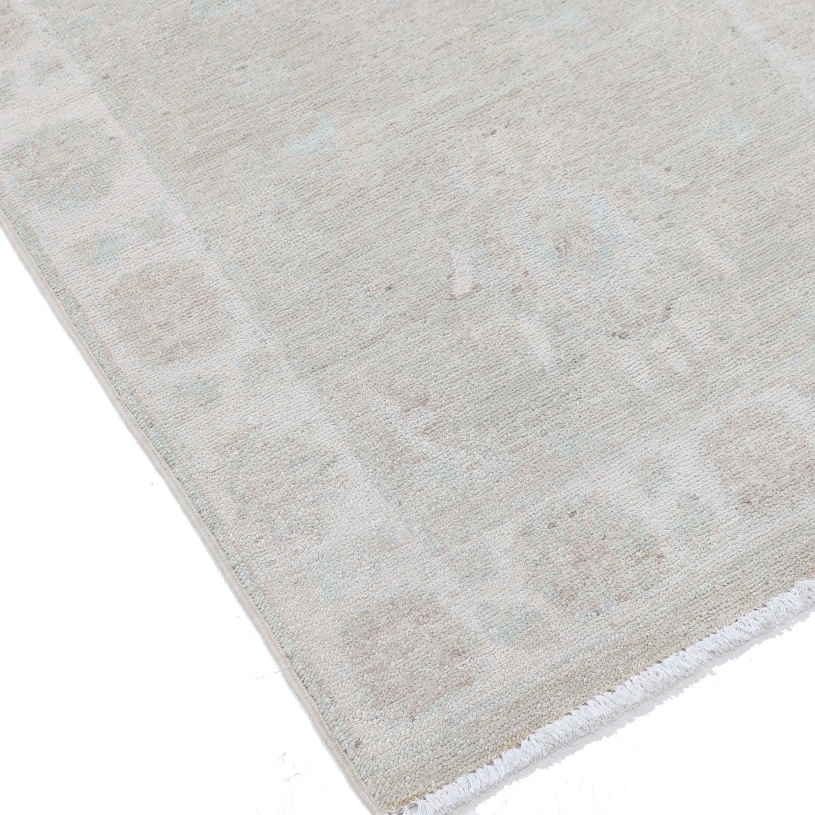 Tapis d'appoint beige noué à la main, motif floral, 61 x 107 cm. 100 % laine photo vinterior