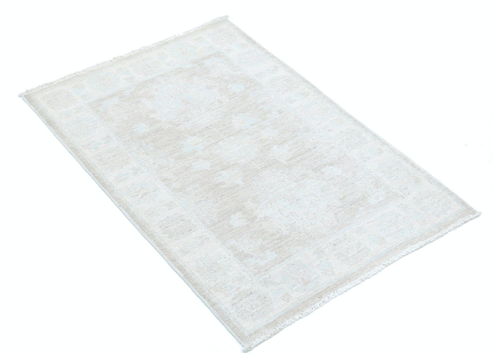 2,2x3,2 ft handgeknoopt vloerkleed met bloemmotief, Oushak, in zachte tinten. 100% wol photo furniture