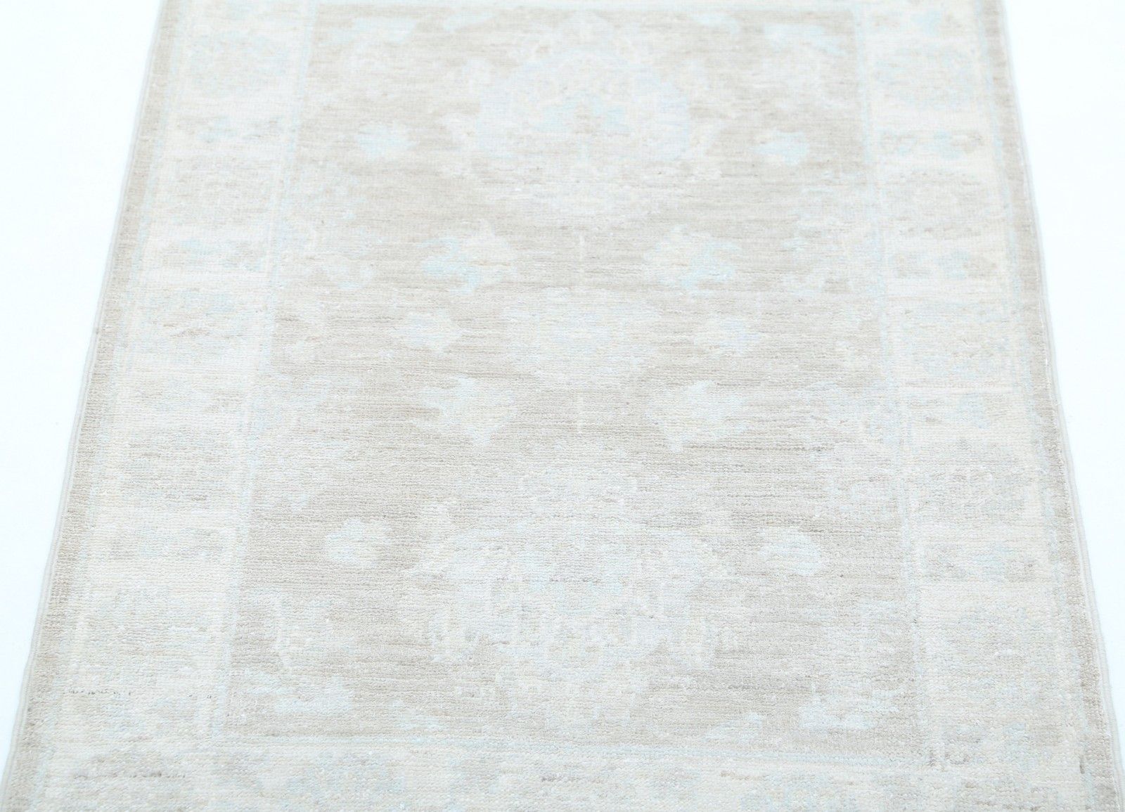 Tapis d'appoint Oushak à motifs floraux, fait main, tons doux, 67 x 97 cm. 100 % laine photo 422.0