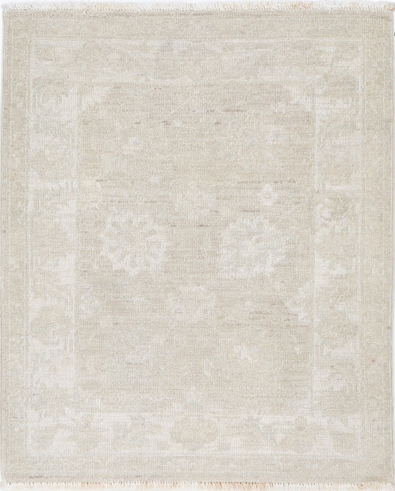 2.4x2.8 Ft Hand Knotted Beige Accent Rug For Entryway And Kitchen. 100% Wool