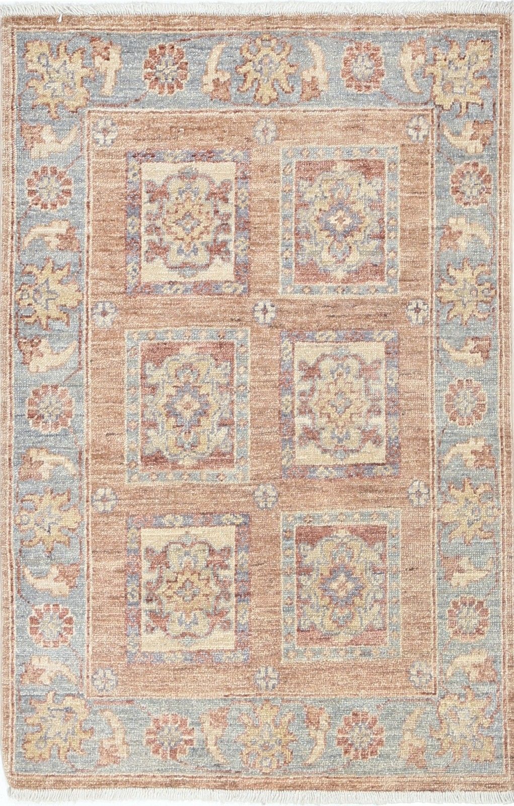 Handgeknoopt Turks wollen vloerkleed in rood, beige, lichtblauw en ivoor - 67 x 100 cm (2,2 x 3,3 ft)