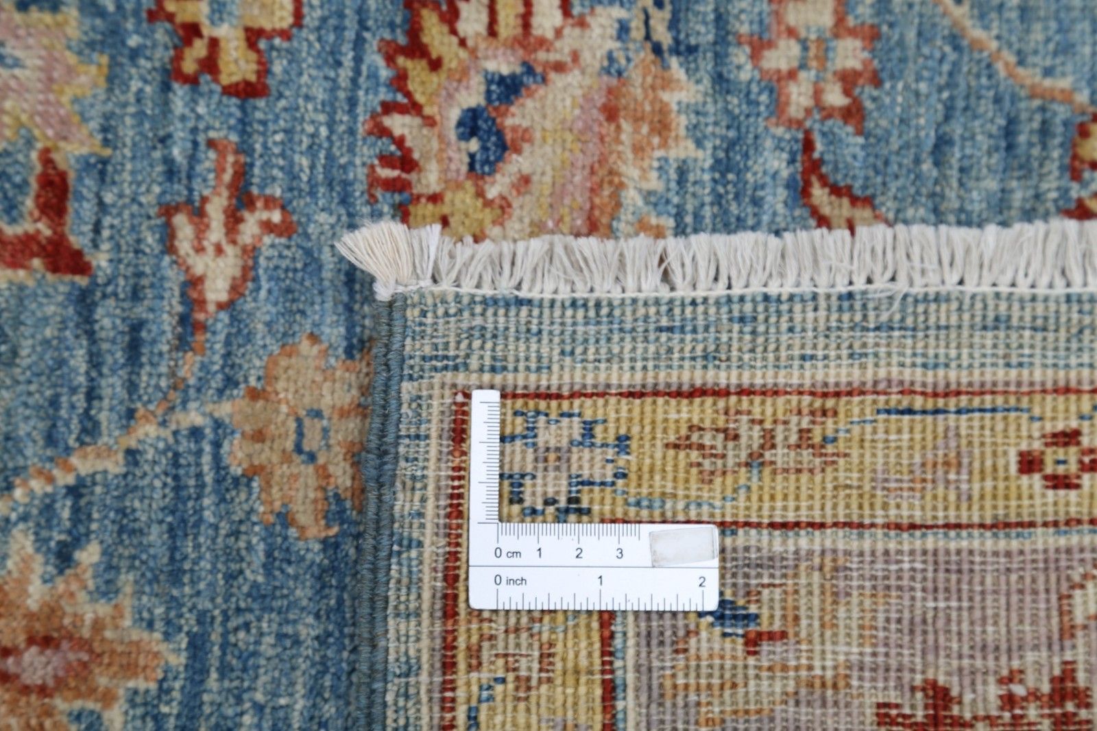5x6.2 Ft Handmade Floral Oushak Rug With Blue Field And Pink Border. 100% Wool photo 1456.0