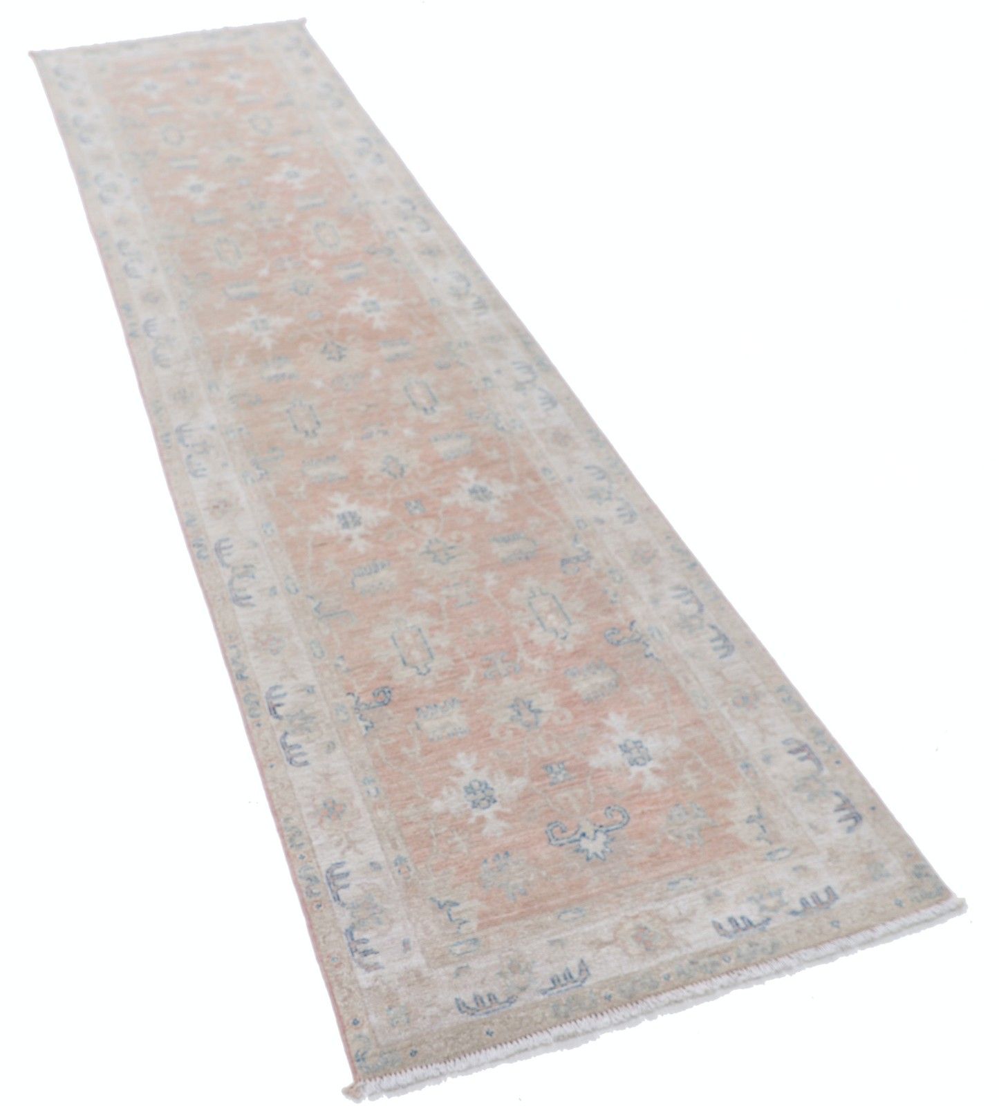 2,4x9,5 ft bloemmotief gangloper. Keukenkleed loper. Handgeknoopt corridorkleed photo furniture