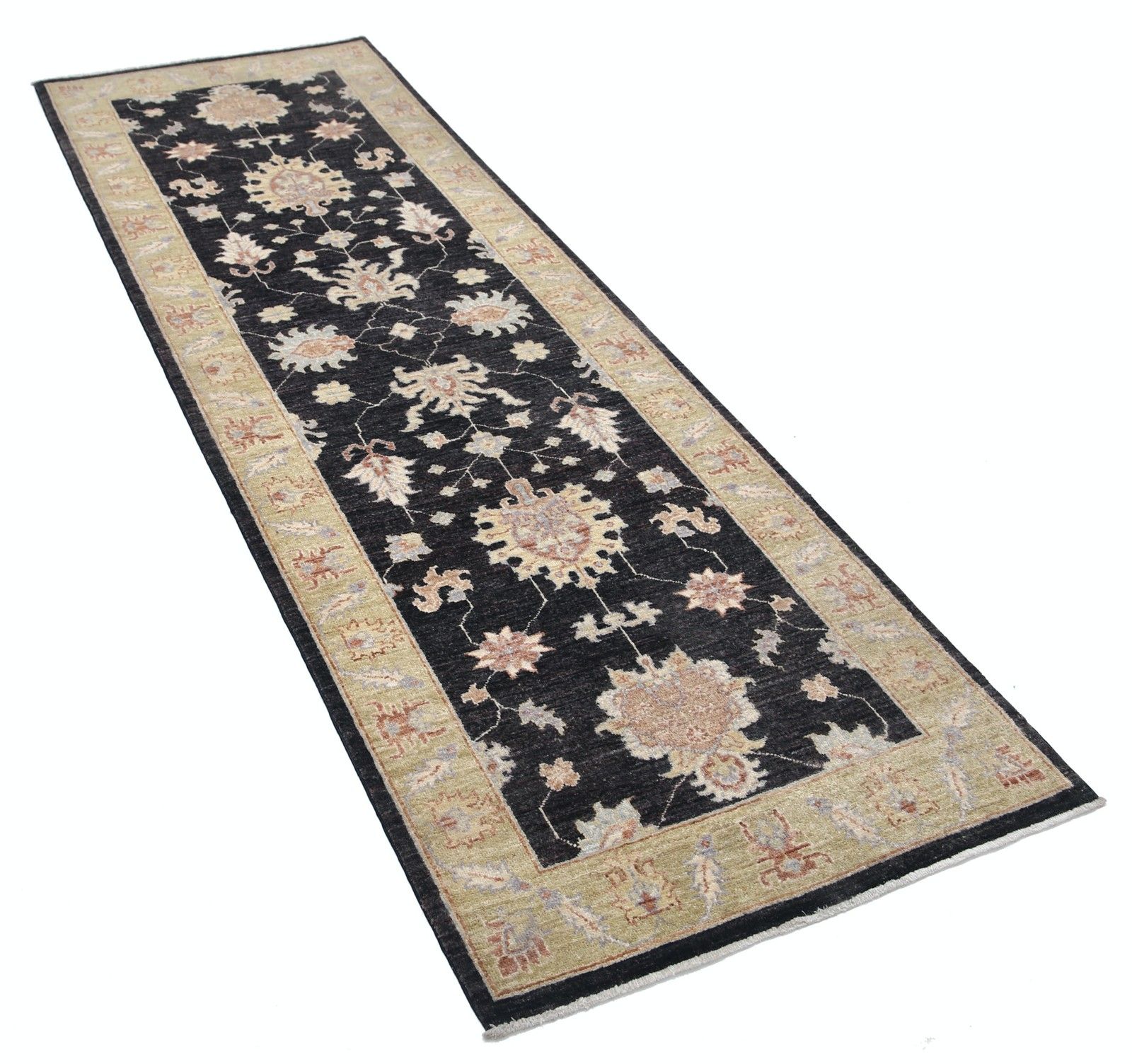 2,7x8 ft zwarte gangloper. Keukenkleed. Handgeknoopt corridorkleed. 100% wol photo furniture