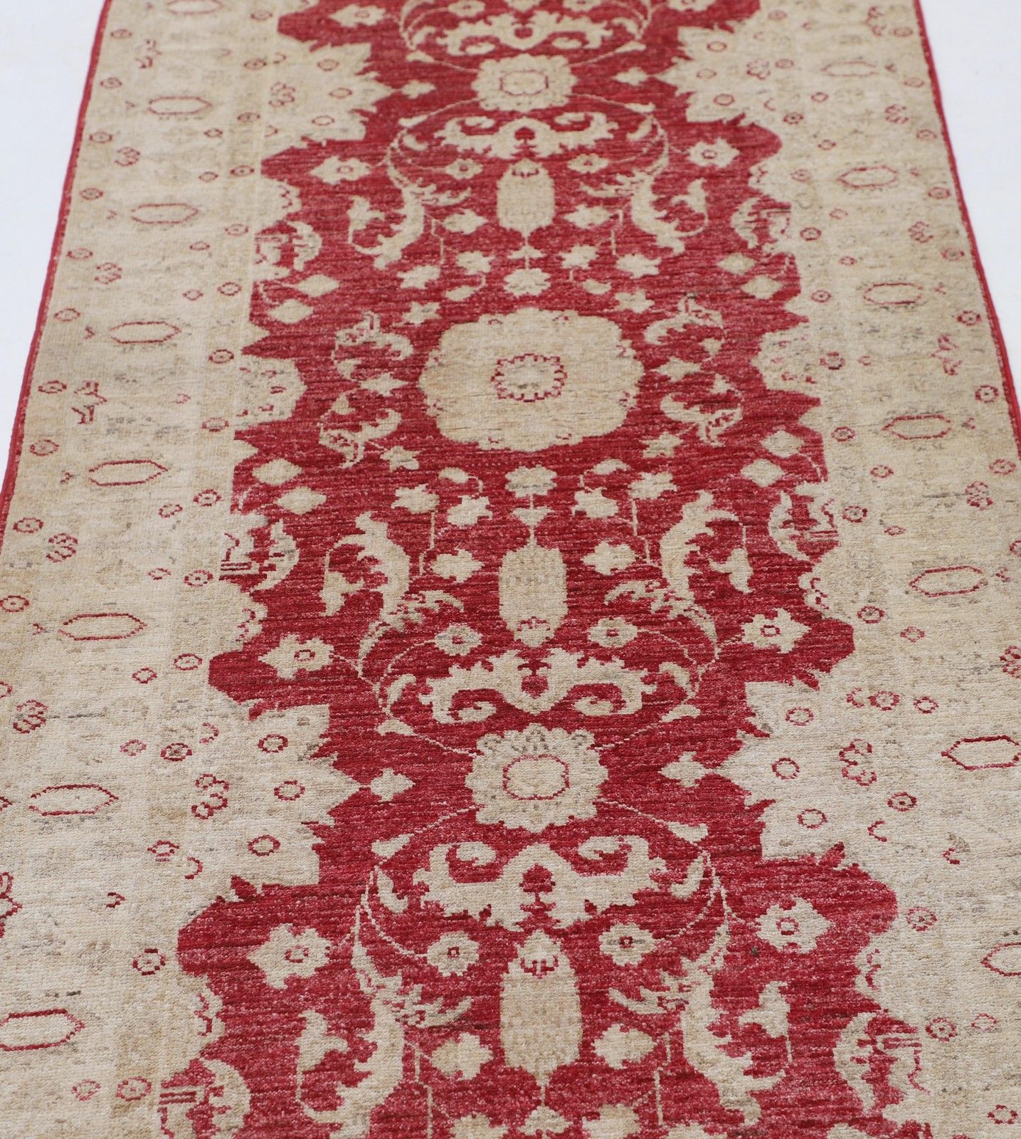 Tapis de couloir noué à la main 84 x 305 cm, tapis en laine rouge pour cuisine et entrée photo for sale