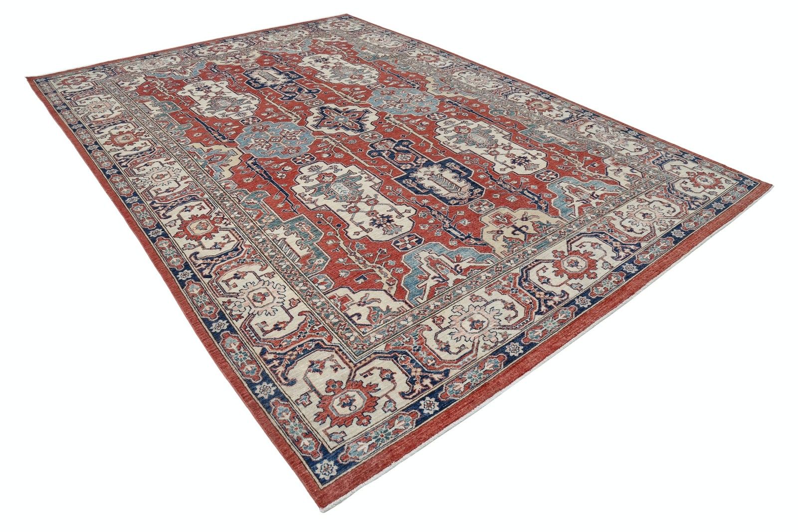 Tapis tribal rouge noué à la main, 270 x 374 cm, pour la décoration intérieure. Tapis 100 % laine photo furniture