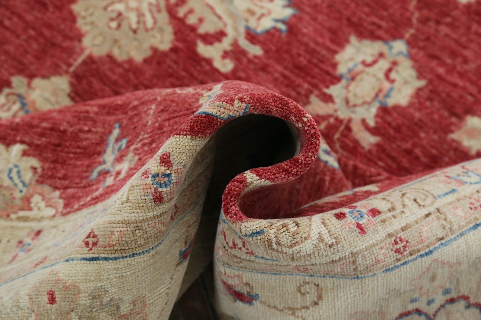 8.2x11.5 Ft Handknotted Red & Beige Wool Area Rug. Turkish Floral Patterned Rug photo vinterior