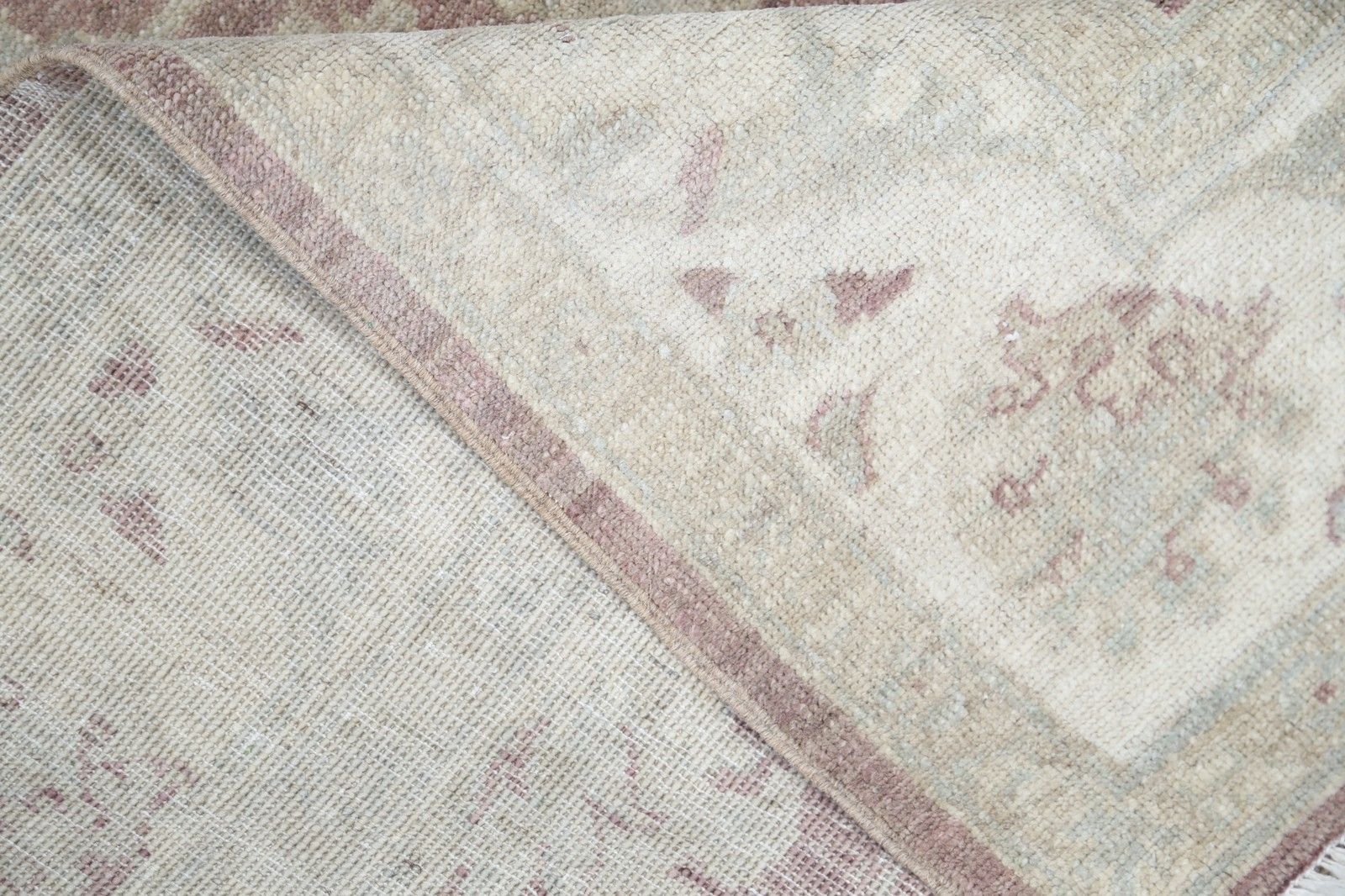 4.2x6.2 Ft Handmade Blush And Ivory Area Rug. Turkish Floral Design Accent Rug photo buy