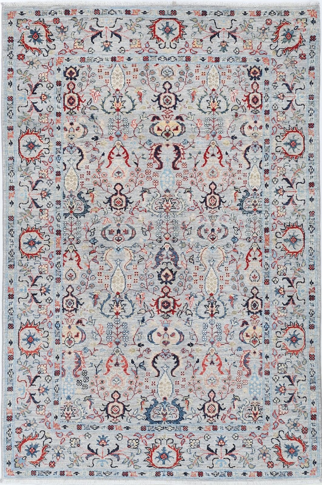 4x6 Ft Multicolor Hand Knotted Turkish Accent Rug With Floral Design