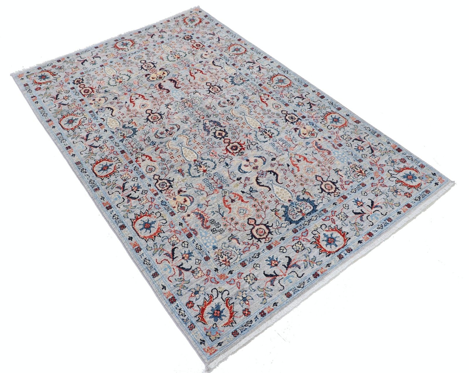 4x6 Ft Multicolor Hand Knotted Turkish Accent Rug With Floral Design photo furniture