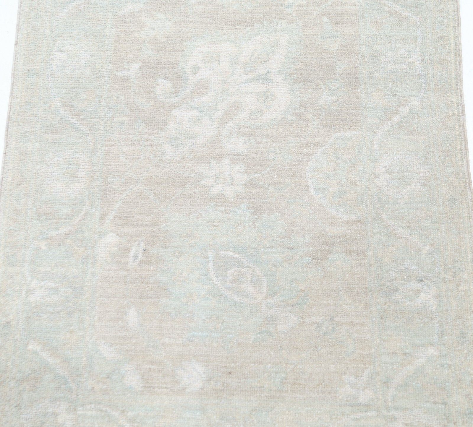 2x2.8 Ft Beige Oushak Rug. Handknotted Turkish Small Area Rug. All Wool photo for sale