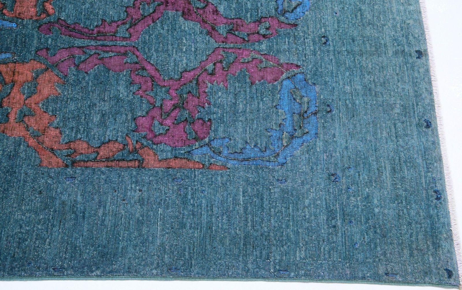 6x8.7 Ft Hand Knotted Blue Area Rug. Ornamental Pattern Carpet. 100% Wool photo vinterior
