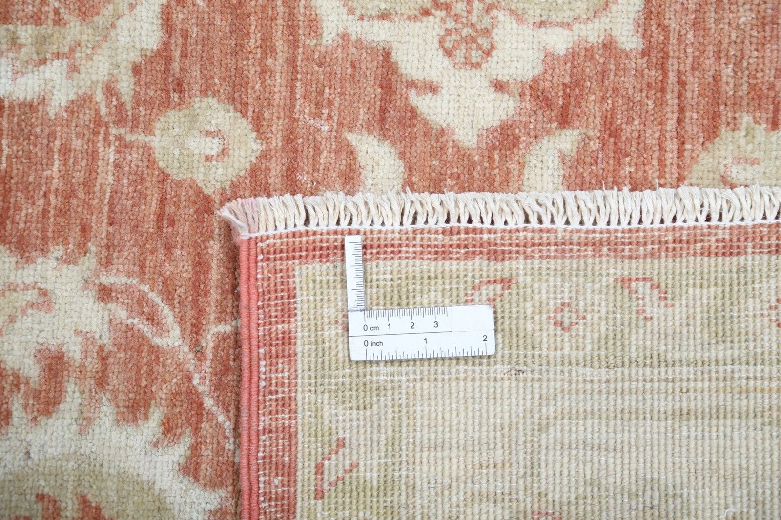 Handgeknoopt Bloemen Oushak Vloerkleed 170 x 240 cm met Rood Veld en Beige Rand photo buy
