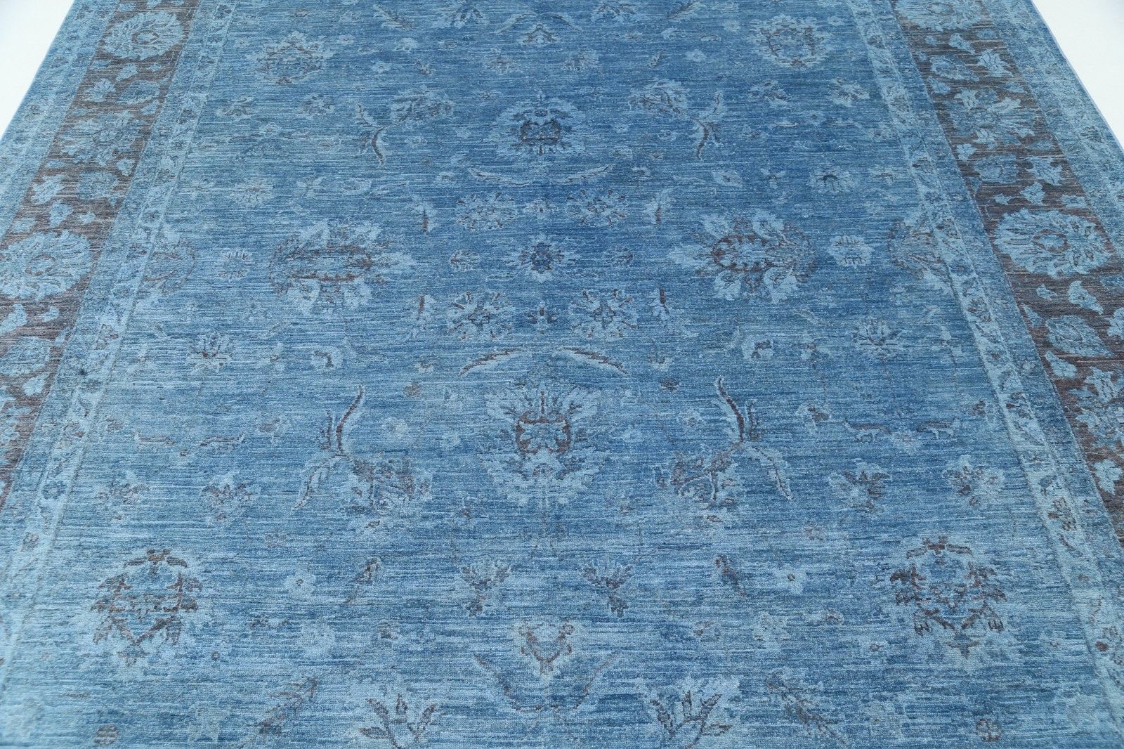 Grand tapis Oushak bleu à motifs floraux, noué à la main - 250 x 310 cm photo 3908.0