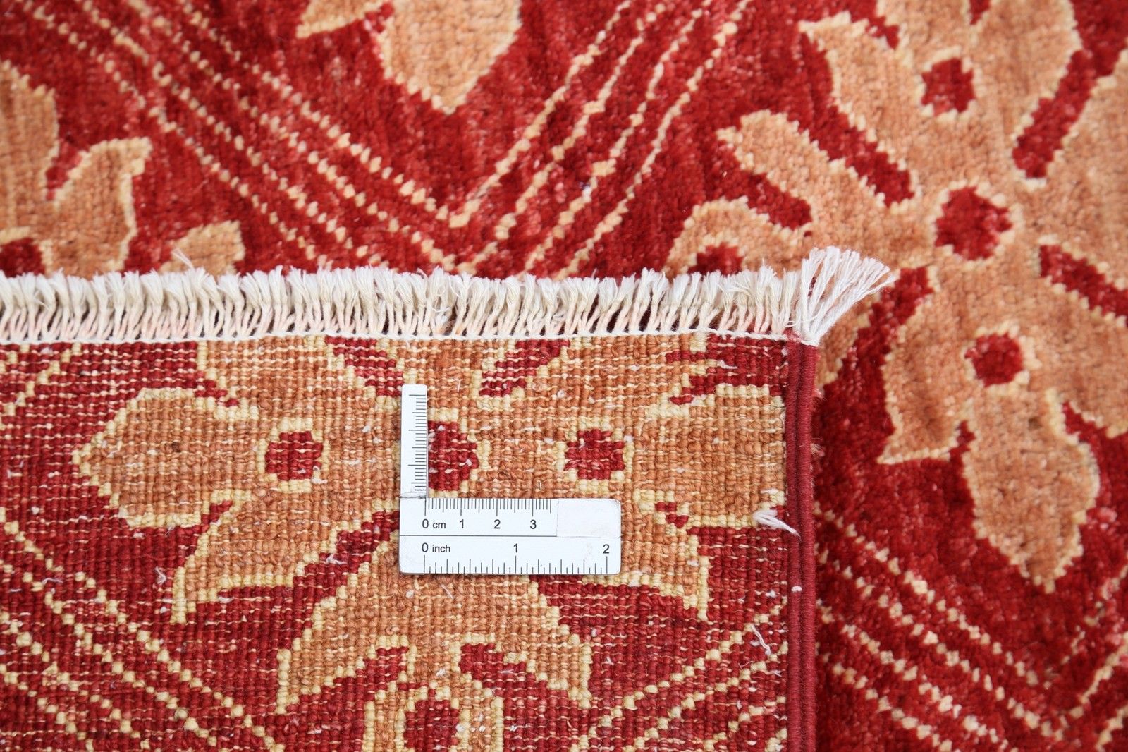 6.8x8 Ft Hand Knotted Red And Beige Area Rug. Repeating Geometric Design Carpet photo buy