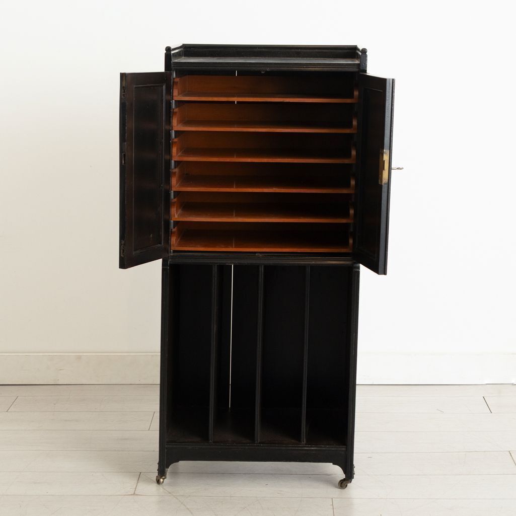 Aesthetic Movement Musician's Cabinet By Henry Ogden & Son, Manchester C.1880 photo vintage