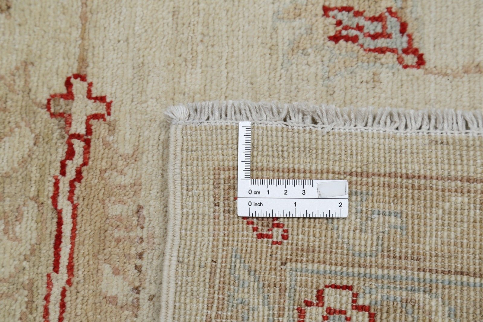 Tapis à motifs floraux noué à la main, fond beige et bordure rouge, 2,49 x 3,10 m photo buy