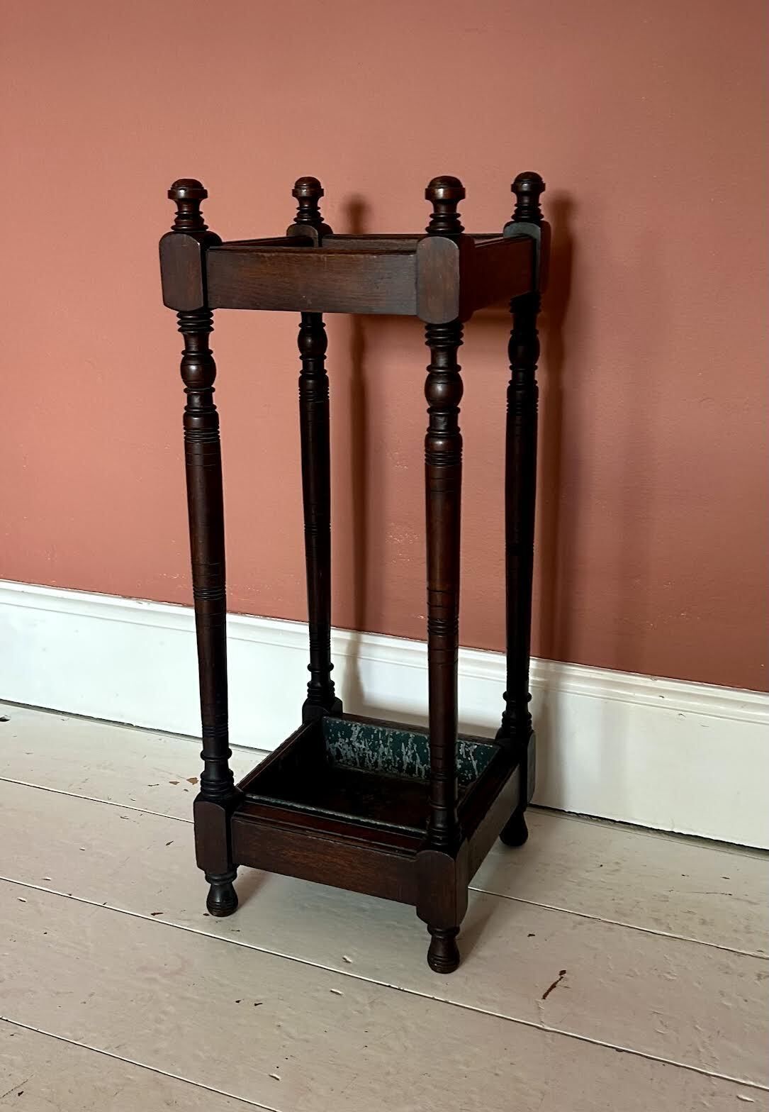 Antique Wooden Square Umbrella Stand photo Home Decor
