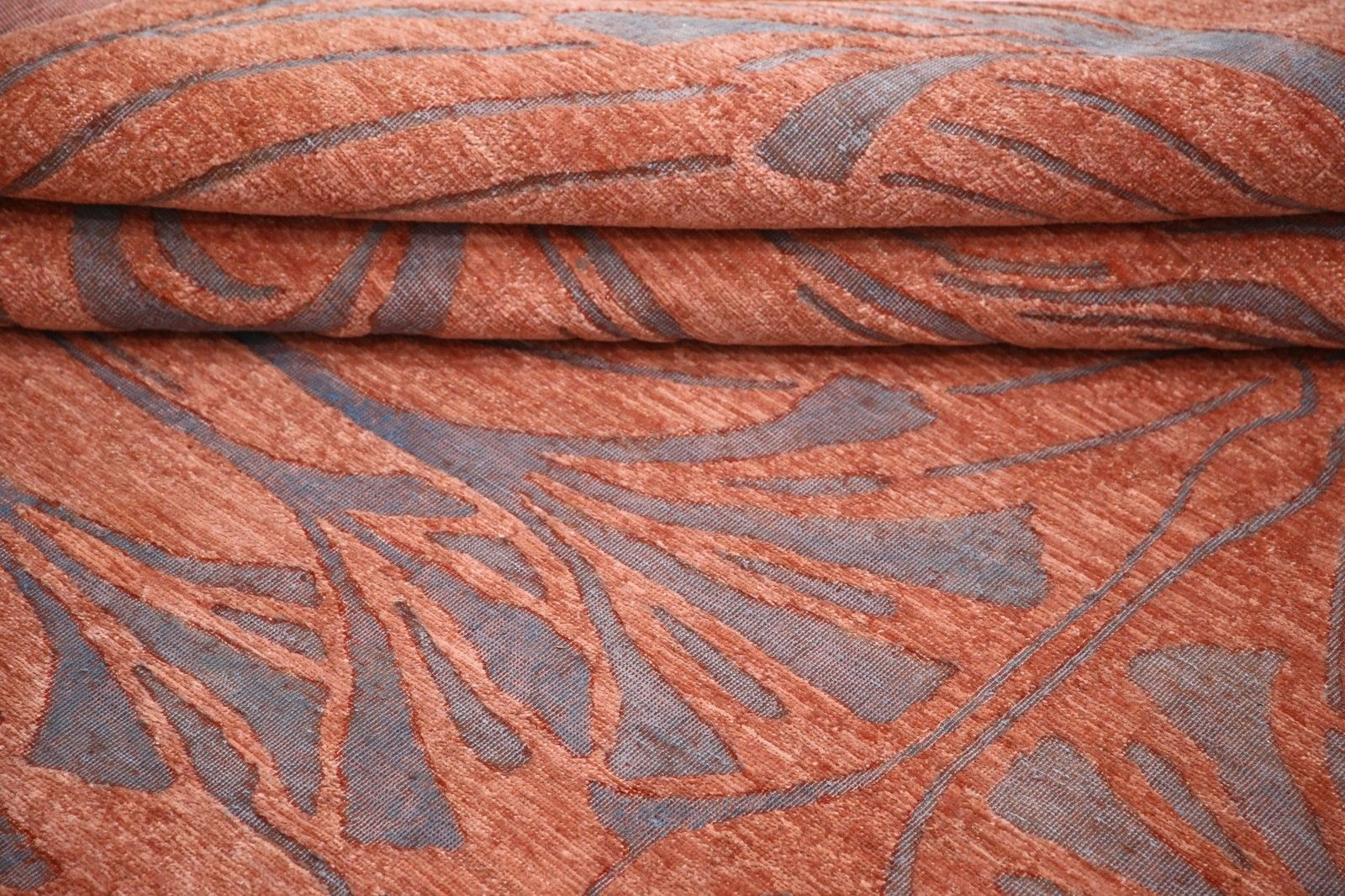 Tapis artisanal terracotta rouge et gris, 8 x 9,4 ft, motifs abstraits ornementaux photo Textiles