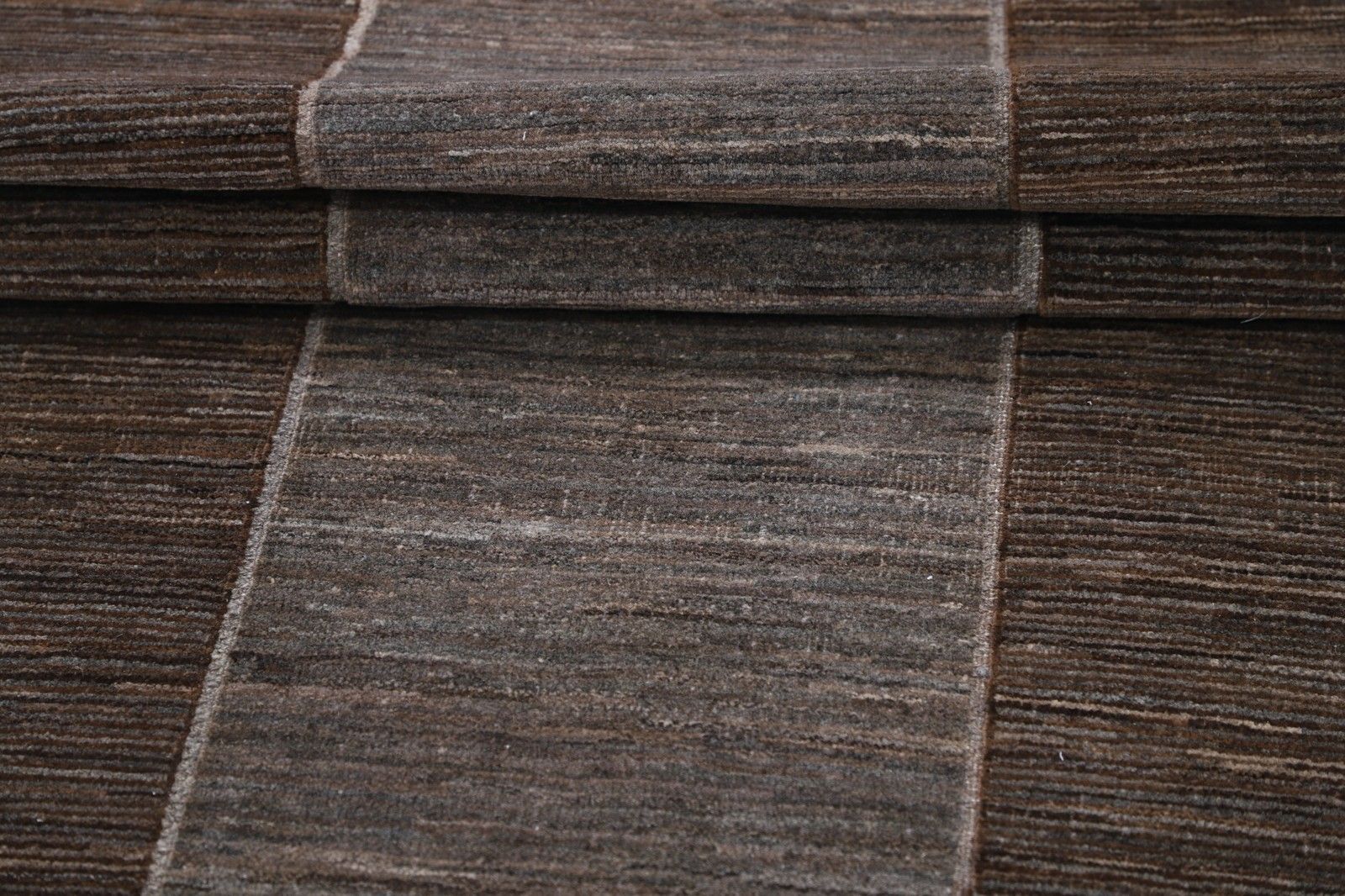 2.7x9.7 Ft Hand Knotted Brown And Gray Runner Rug. Modern Minimalist Hallway Rug photo Textiles
